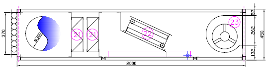 DIMENSIONI TS basso profilo descrizione caratteristica dimensione Lunghezza (versione base senza camera di miscela) mm 2000 Larghezza (versione base senza camera di miscela) mm 990 Altezza mm 450