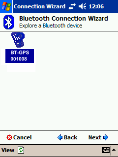 - Click su Explore a Bluetooth device per rilevare il dispositivo Bluetooth - Click sul bottone Next - Quando il PDA rileva il ricevitore