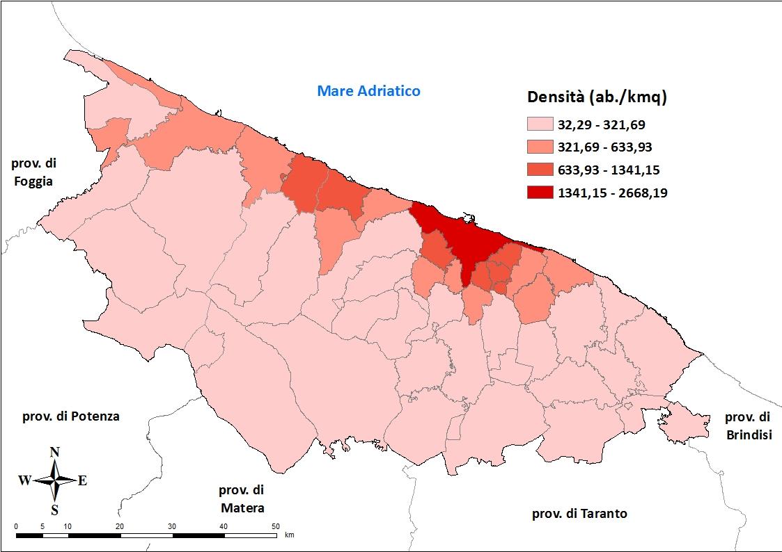 Fig. 1.6. Densità di popolazione (ab./km 2 ) dell ATC Bari/BT 1.