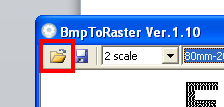 Selezionare il pulsante di apertura file e legge il file BMP con il logo da generare.