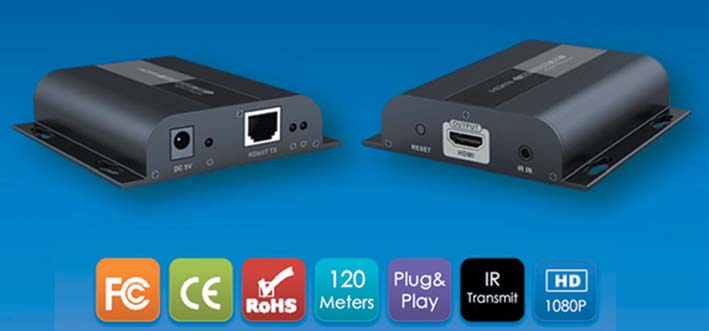 HDMI Extender LKV-383 HDMI HDbItT IP TX/RX Extender CAT5 con IR (120m) LKV-383RX HDMI HDbItT IP Ricevitore supplementare LKV383 HDbitT HDMI Extender trasmette un segnale HD 1080P HDMI fi no a 120m.