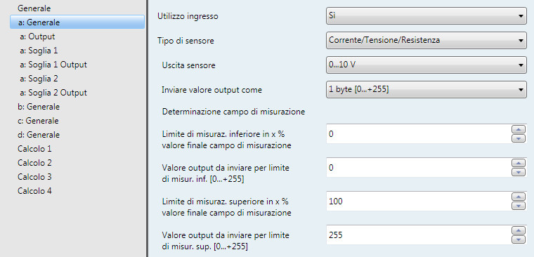 Determinazione campo di misurazione I seguenti 4 parametri dipendono dal parametro Inviare valore output come. I valori predefiniti variano in funzione dall'opzione selezionata.