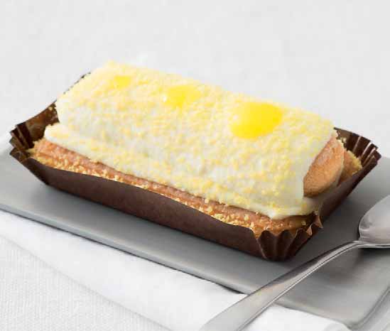 MONOPORZIONI PASTICCERIA Tiramisù al limoncello cod. 2581 Crema al Limoncello e mascarpone con savoiardi, decorato con granella di Pan di Spagna e salsa al limone.