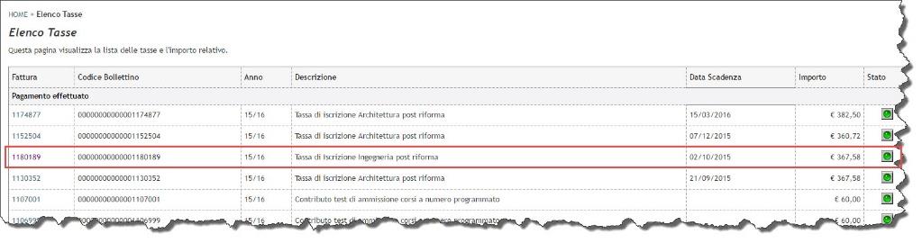 Fase 2. PAGAMENTO TASSE La fase successiva prevede il pagamento dei contributi previsti (normalmente la prima rata dell anno accademico corrente).