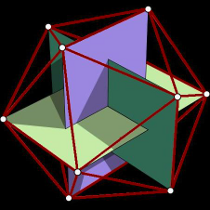L 'ICOSAEDRO AUREO L'icosaedro merita una particolare attenzione perché i 12 vertici che lo formano corrispondono ai rispettivi vertici di 3 rettangoli aurei che si intersecano ortogonalmente, ed il