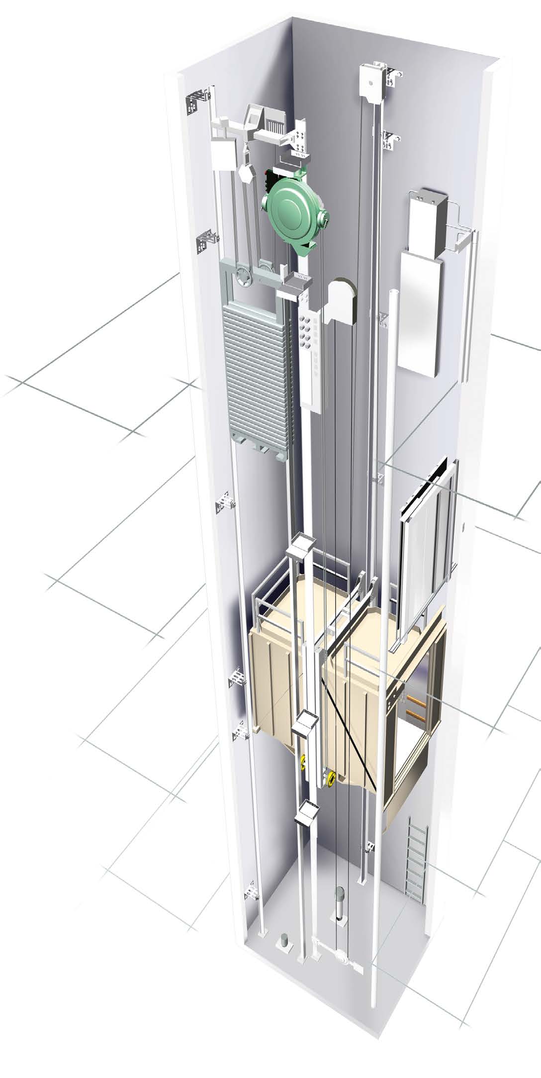 Più capacità di sollevamento, maggior risparmio energetico Capacità di sollevamento fino a 5.000 kg L ascensore montacarichi KONE TranSys è basato sulla tecnologia KONE MonoSpace.