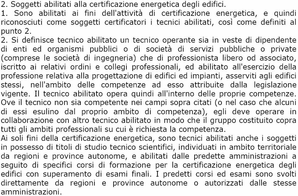 Certificazione energetica: norme e