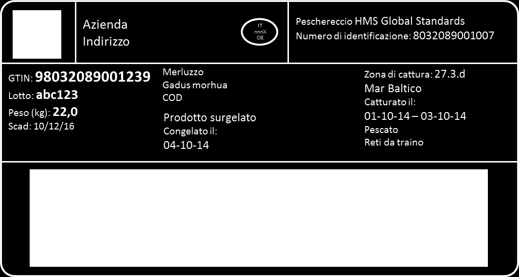 A.4 Appendice 4: Il GS1 DataMatrix e il suo utilizzo per la filiera ittica Il codice a barre GS1 DataMatrix è una simbologia standard bidimensionale. Figura A.