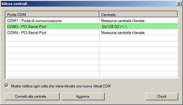 090020162 - MANUALE TECNICO - ETR512 - ETR256 - ETR128 13.3 Funzione "Rileva centrali.." Il menu "Connessione" - "Rileva centrali.." è disponibile solo nel BrowserOne versione 1.2.8 o in una versione successiva.