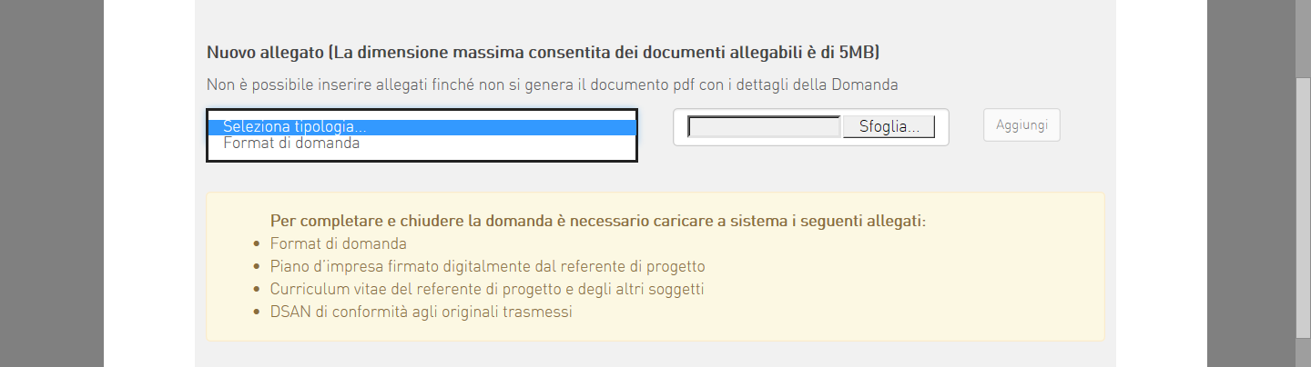 Figura 28 Messaggio in caso di modifica dati domanda Cliccando su OK l utente potrà modificare i dati nelle diverse sezioni e dovrà generare la versione aggiornata della domanda.