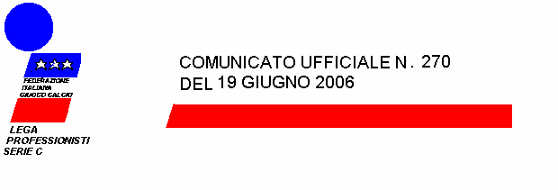 270/419 REGOLAMENTO COPPA ITALIA SERIE C 2006/2007 La Lega organizza per l'annata sportiva 2006-2007 la 35^ Edizione della "Coppa Italia Serie C".