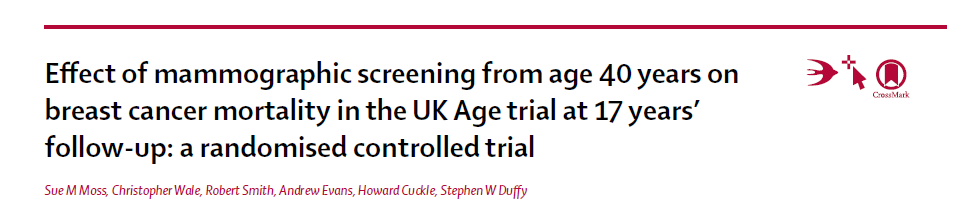 DALLA TEORIA ALLA PRATICA: UK AGE TRIAL The UK Agetrial isthe onlytrial ofmammographyspecificallydesignedtostudythe effectiveness of commencing screening at age 40 years.