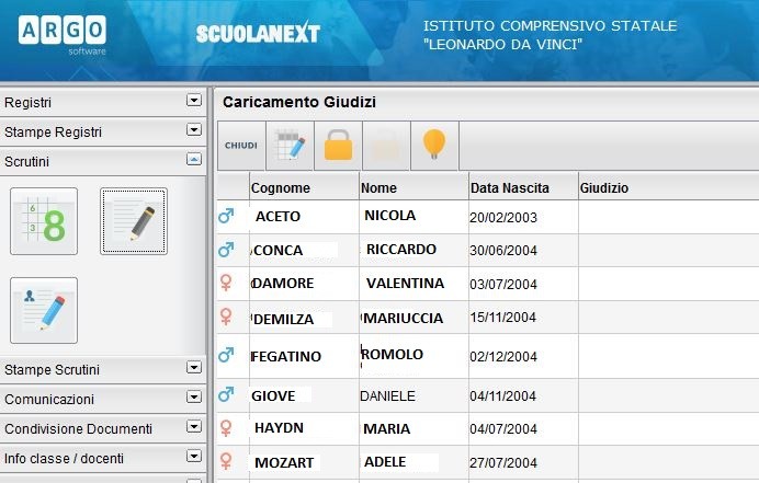 Selezioniamo la classe che coordiniamo e clicchiamo sul tasto Conferma (se non si è coordinatori non è possibile procedere alla creazione dei Giudizi), si aprirà la finestra per la scelta del