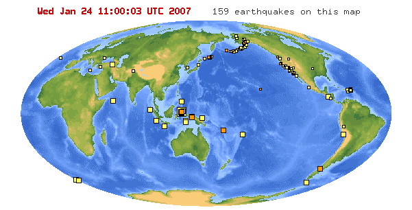 Terremoti 18-24 gennaio 2007 (USGS) : 1 settimana Sismicità anche i terremoti sono