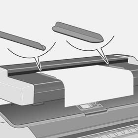 Lo scanner HP Designjet è fornito di due guide per supporti magnetiche che possono essere posizionate e spostate in base alle esigenze.