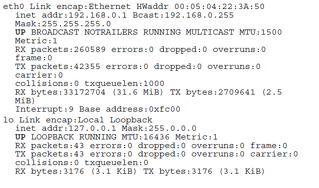 ifconfig: