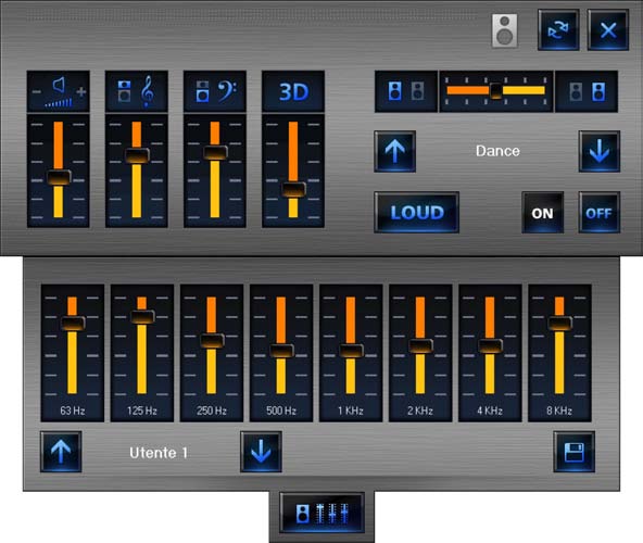 MHVISUAL Istruzioni d uso Nell area Monitoraggio cliccando e tenendo premuto per più di 5 secondi la parte centrale dell amplificatore appare la seguente schermata nella quale è possibile effettuare