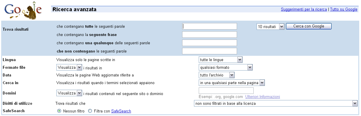 Motori di ricerca 2 Le altre possibili informazioni oltre al testo contenuto nelle pagine sono: Immagini File Google mette a disposizione la pagina