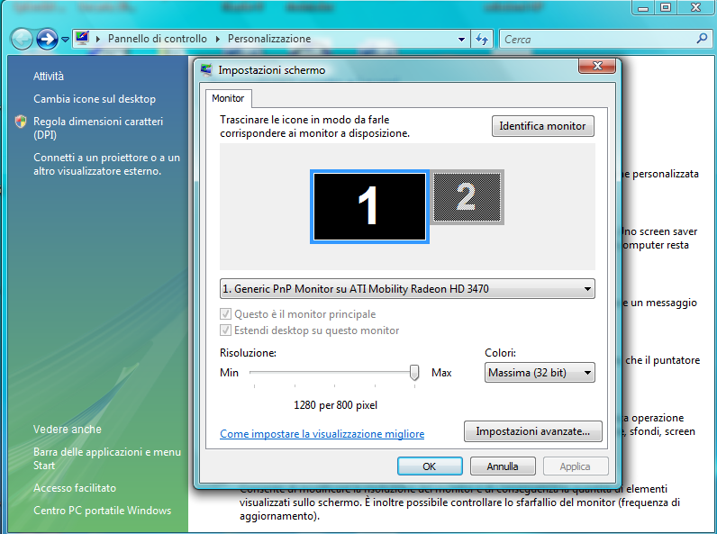 Elementi di Base dell ICT : Rappresentazione delle immagini >> Risoluzione Risoluzione e Monitor 52 n Per modificare i numeri di colori (il numero di pixel sullo schermo): n (SO Windows) Start,