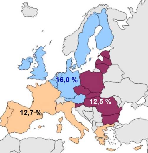 4.1 Credito ai Consumatori in Europa a fine 2012 Impieghi relativi ai consumi delle famiglie nel 2012 28,3% 21,7% A fine 2012, il rapporto tra gli impieghi e il totale annuo dei consumi delle