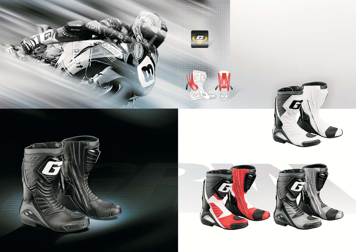 _RACING LINE _RACING LINE GRW FLOATING SYSTEM COMFORT. PROTECTION. DESIGN. EVERY DETAIL MAKES THESE RACING BOOTS PERFECT FOR HIGH SPEED AND RELIABLE PERFORMANCE.