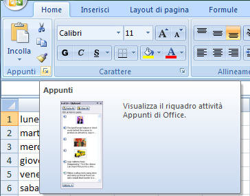 Lavorare con i dati Gli Appunti I Gli appunti sono una sorta di foglio di supporto, nel quale si segnano temporaneamente (tramite i comandi taglia e copia!