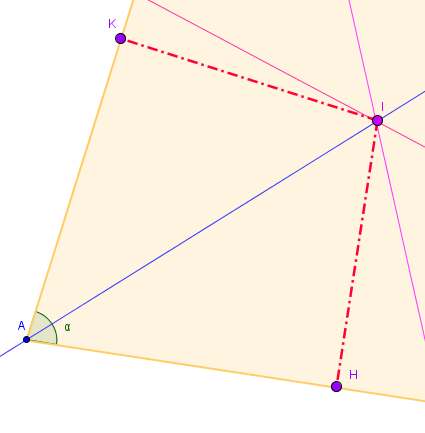 Uguali perché sono retti sono retti Uguali perché angoli generati dalla bisettrice dell angolo α η 1 = η 2 = 180-90 - ζ 1 (ζ 2 è la stessa cosa perché sono uguali) perché la somma degli angoli
