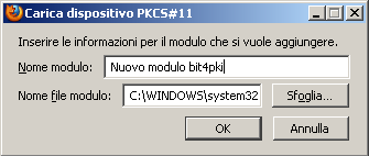 File System, selezionare il modulo bit4xpki.dll nella directory C\WINDOWS\system32.