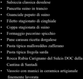 Salsiccia classica desulese Pancetta suino in trancio Guanciale pepato di suino Filetto stagionato di