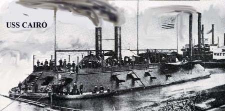Cannoniera Fluviale Americana USS CAIRO La cannoniera fluviale USS Cairo venne costruita a Mound City, Illinois, nel 1861 da James Eads, per essere usata dall'esercito dell'unione durante la Guerra