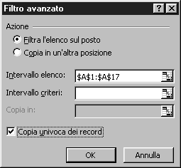 Ordinare e filtrare i dati Ottenere di più dai filtri avanzati Puoi usare i filtri avanzati per limitare le righe visualizzate nel foglio di lavoro, ma la loro utilità non termina qui.