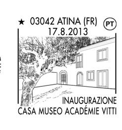 N. 709 RICHIEDENTE: Associazione Casa Museo Cadémie Vitti SEDE DEL SERVIZIO: c/o la sede della Casa Museo Via Sode, 191 03042 Atina (FR) DATA: 17/8/13 ORARIO: 17/21 Struttura competente: Poste