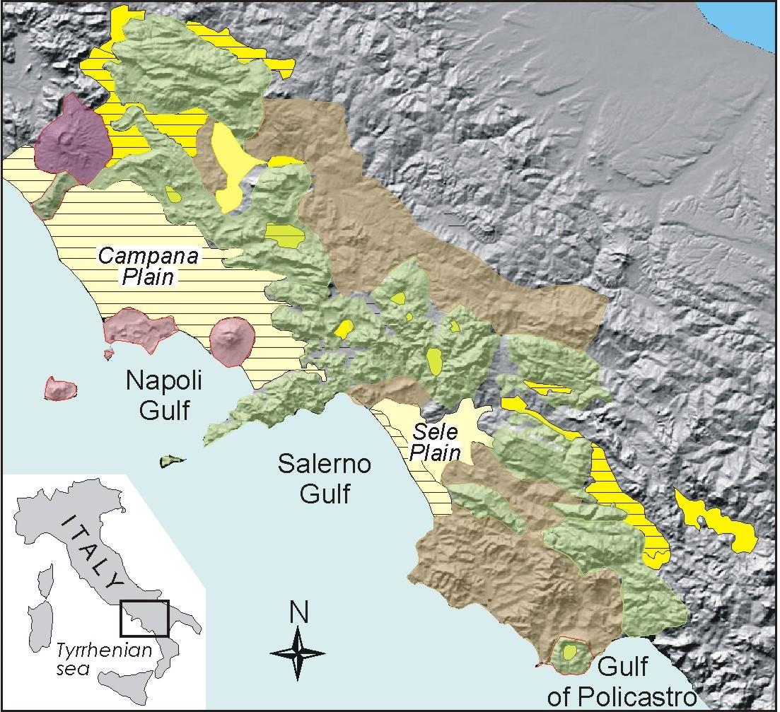 Monti del Matese I MASSICCI CARBONATICI CAMPANI CON MAGGIORE CONCENTRAZIONE DI GROTTE Monti Picentini Monti Alburni Monti del Cervati Monti di Sapri Monte Bulgheria Schema geologico