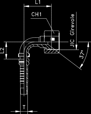 FEMMINA 90 JIC INTERLOCK CONO 37 FILETTO UNF CODICE DN INCH JIC 37 L1 L2 CHIAVE PREZZO T-3/4-F-1.1/16JIC90H 19 3/4 1.1/16-12 56 48,5 32 T-3/4-F-1.3/16JIC90H 19 3/4 1.3/16-12 54,5 49 36 T-3/4-F-1.