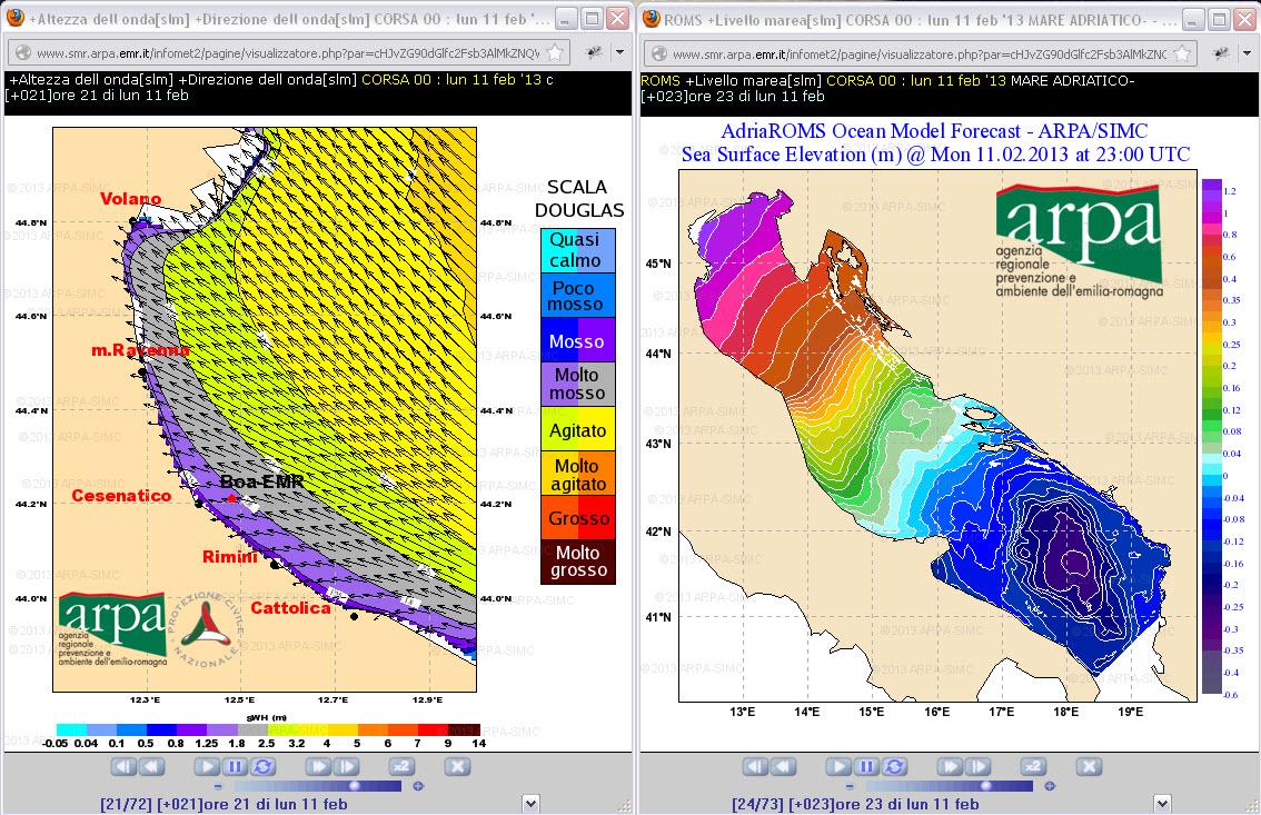 4. Stato del mare Le previsioni meteo-marine per la sera dell 11 febbraio 2013 (Figure 17) indicavano che l intensificarsi dei venti da SE sulla costa (Figura 18) avrebbe causato una intensa