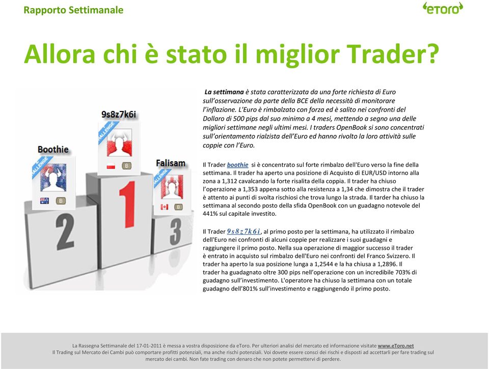 I traders OpenBook si sono concentrati sull orientamento rialzista dell Euro ed hanno rivolto la loro attività sulle coppie con l Euro.
