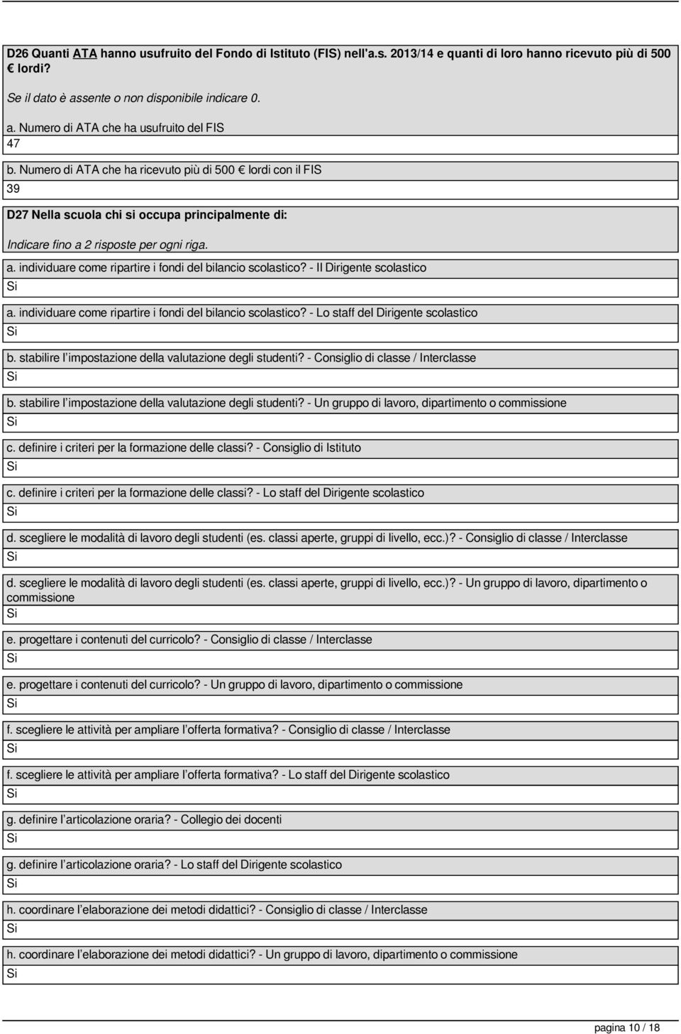 - Il Dirigente scolastico a. individuare come ripartire i fondi del bilancio scolastico? - Lo staff del Dirigente scolastico b. stabilire l impostazione della valutazione degli studenti?