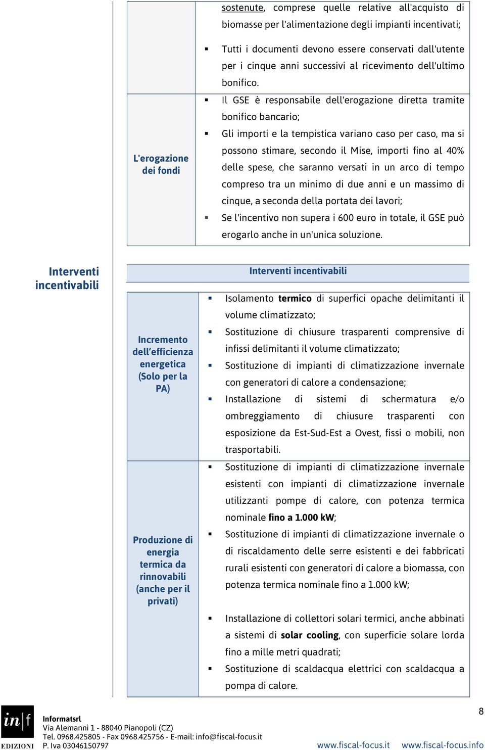 Il GSE è responsabile dell'erogazione diretta tramite bonifico bancario; Gli importi e la tempistica variano caso per caso, ma si possono stimare, secondo il Mise, importi fino al 40% delle spese,