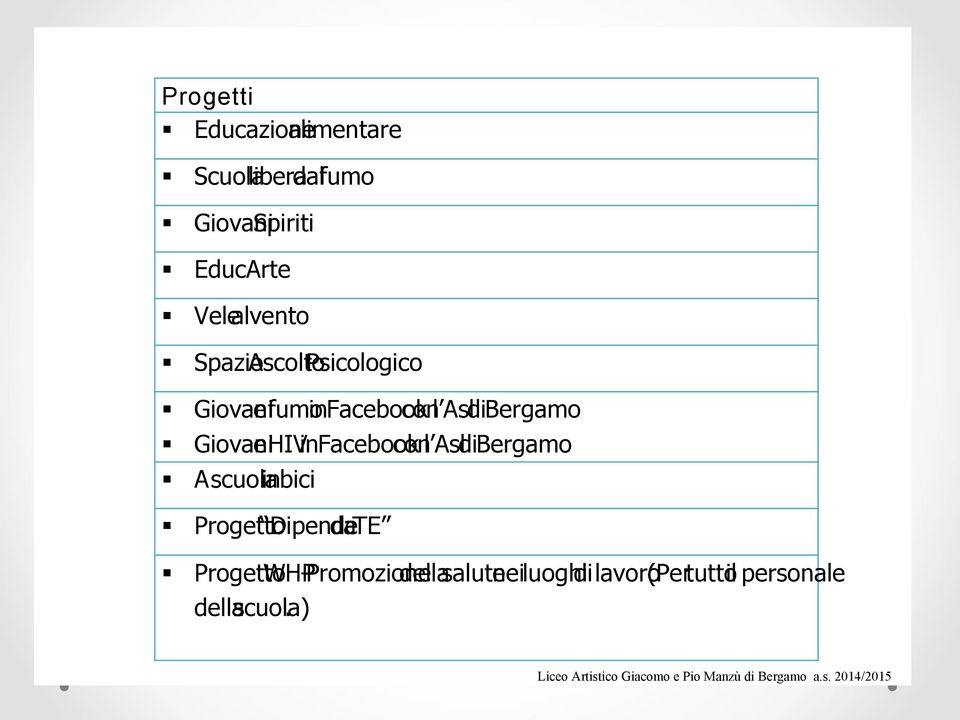 Giovani ehivinfacebook conl AsldiBergamo Ascuola inbici Progetto Dipende date