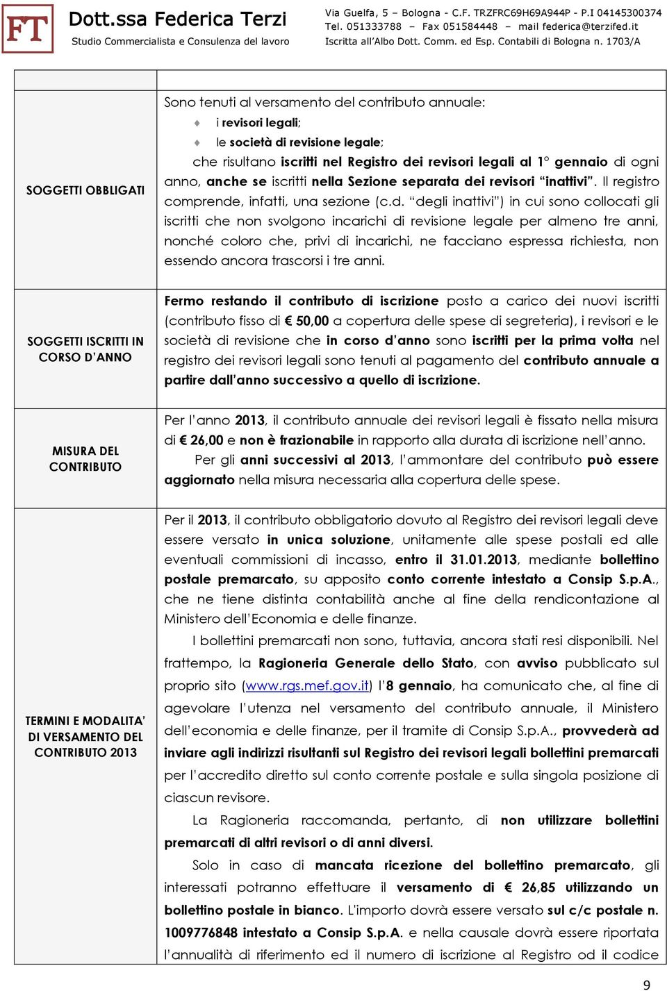 i revisori inattivi. Il registro comprende