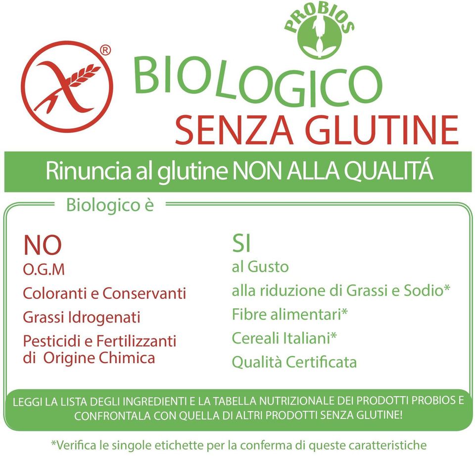 UTINE Rinuncia al glutine NON ALLA QUALITÁ Biologico è NO O.G.