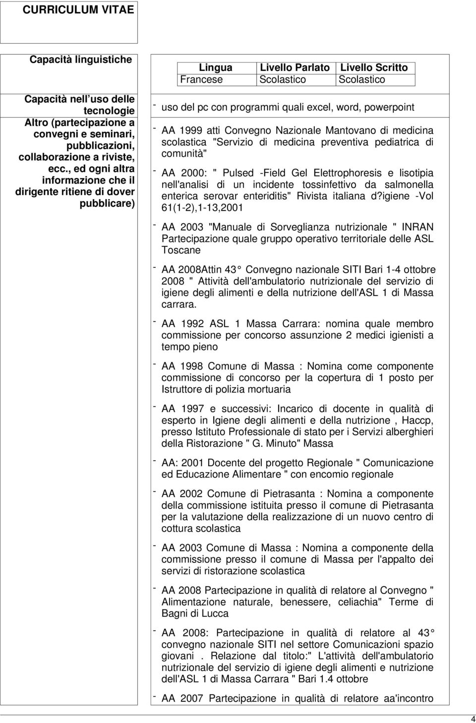 powerpoint - AA 1999 atti Convegno Nazionale Mantovano di medicina scolastica "Servizio di medicina preventiva pediatrica di comunità" - AA 2000: " Pulsed -Field Gel Elettrophoresis e lisotipia