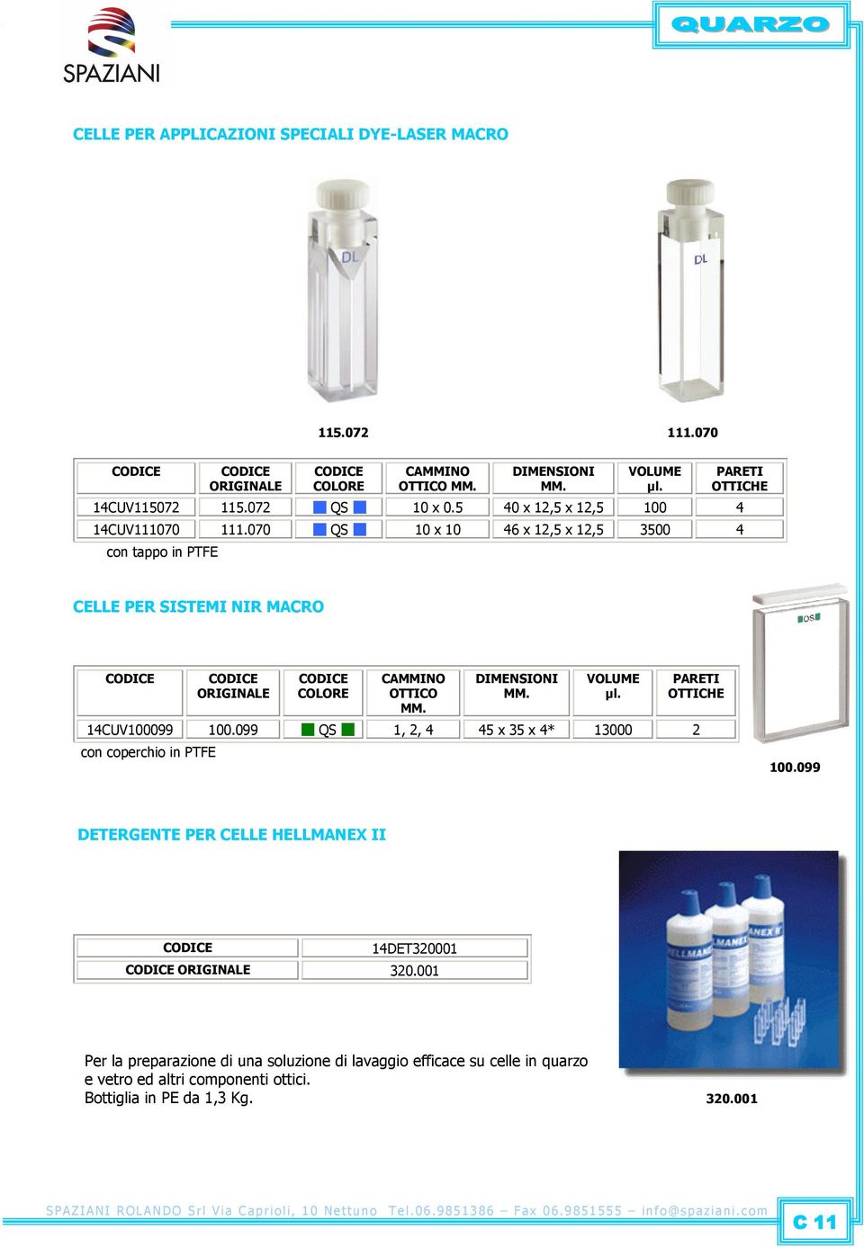 070 10 x 10 46 x 12,5 x 12,5 3500 4 con tappo in PTFE CELLE PER SISTEMI NIR MACRO OTTICO 14CUV100099 100.