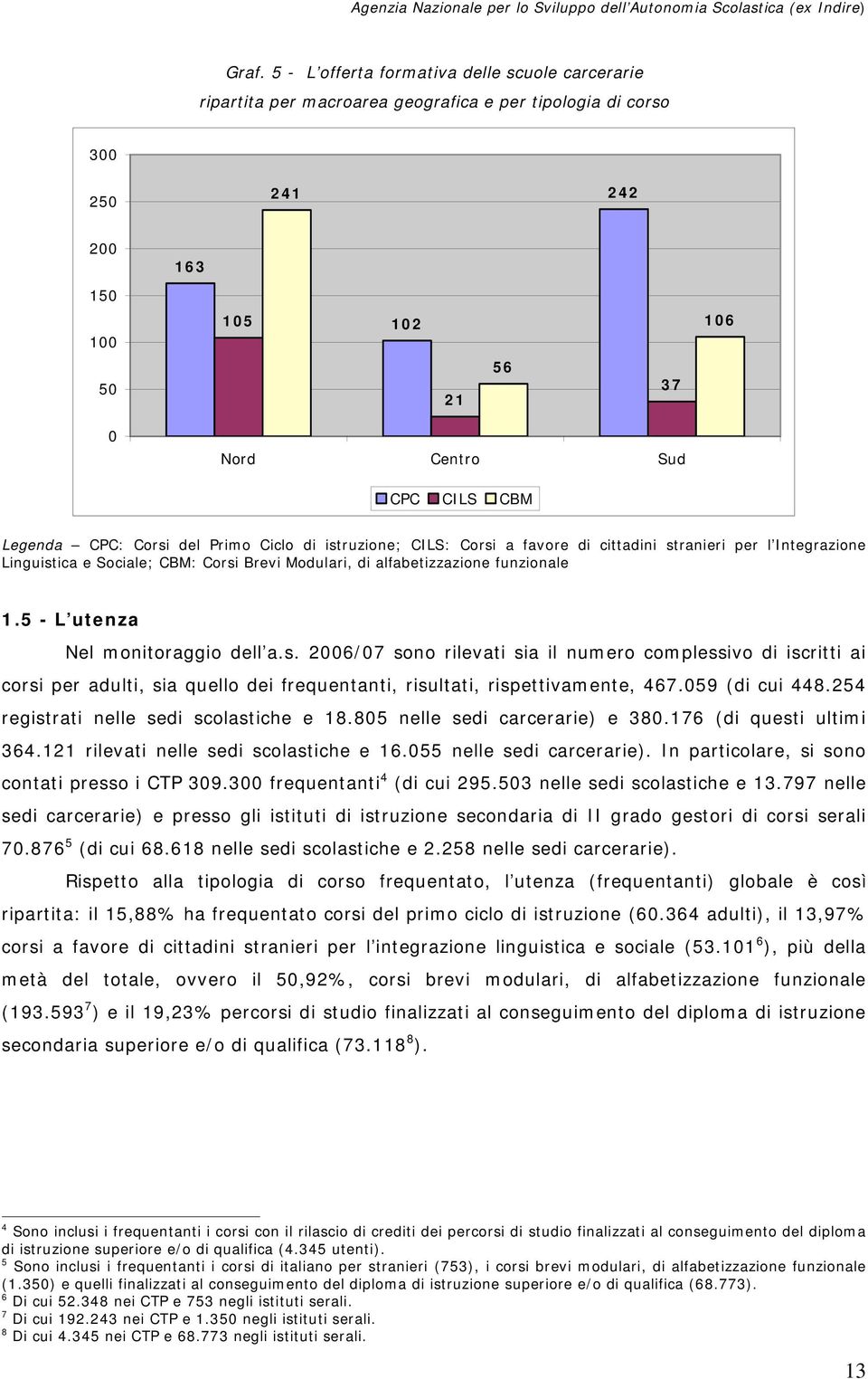 5 - L utenza Nel monitoraggio dell a.s. 2006/07 sono rilevati sia il numero complessivo di iscritti ai corsi per adulti, sia quello dei frequentanti, risultati, rispettivamente, 467.059 (di cui 448.