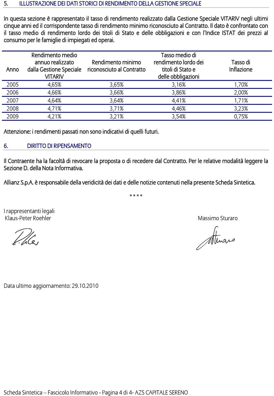 Il dato è confrontato con il tasso medio di rendimento lordo dei titoli di Stato e delle obbligazioni e con l Indice ISTAT dei prezzi al consumo per le famiglie di impiegati ed operai.