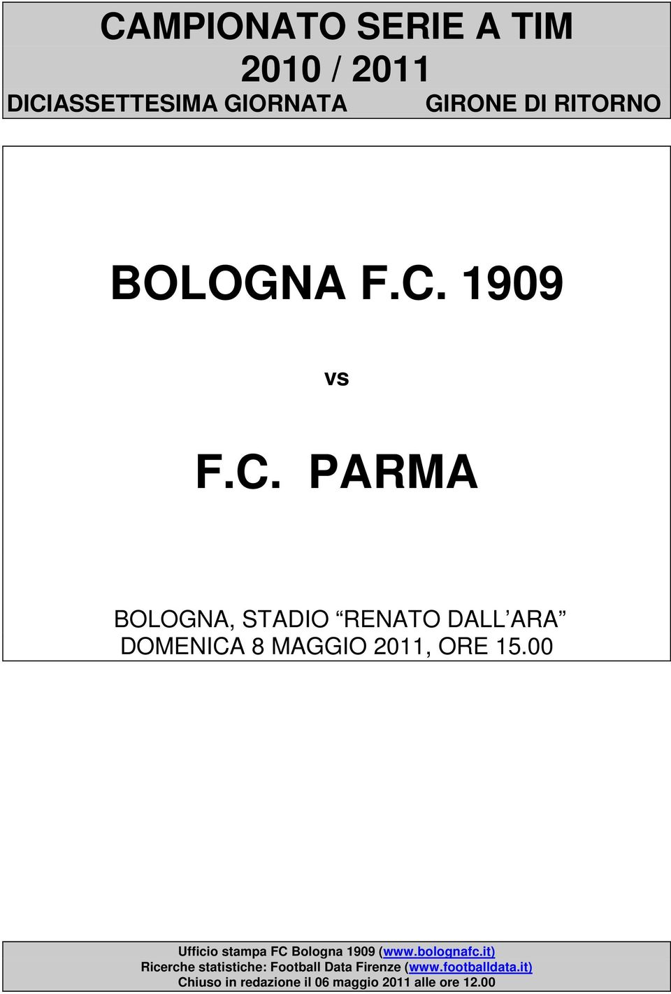 Ufficio stampa FC Bologna 199 (www.bolognafc.