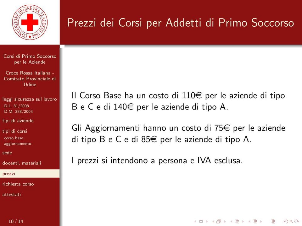 Gli Aggiornamenti hanno un costo di 75e per le aziende di tipo B e C e di