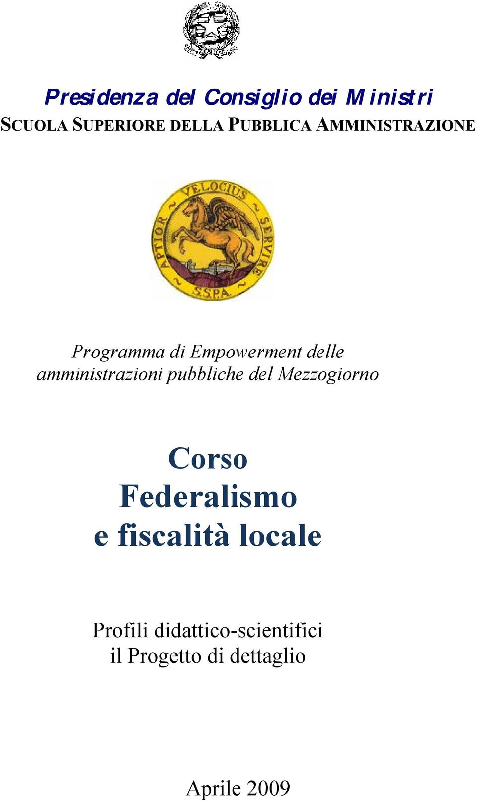 amministrazioni pubbliche del Mezzogiorno Corso Federalismo e