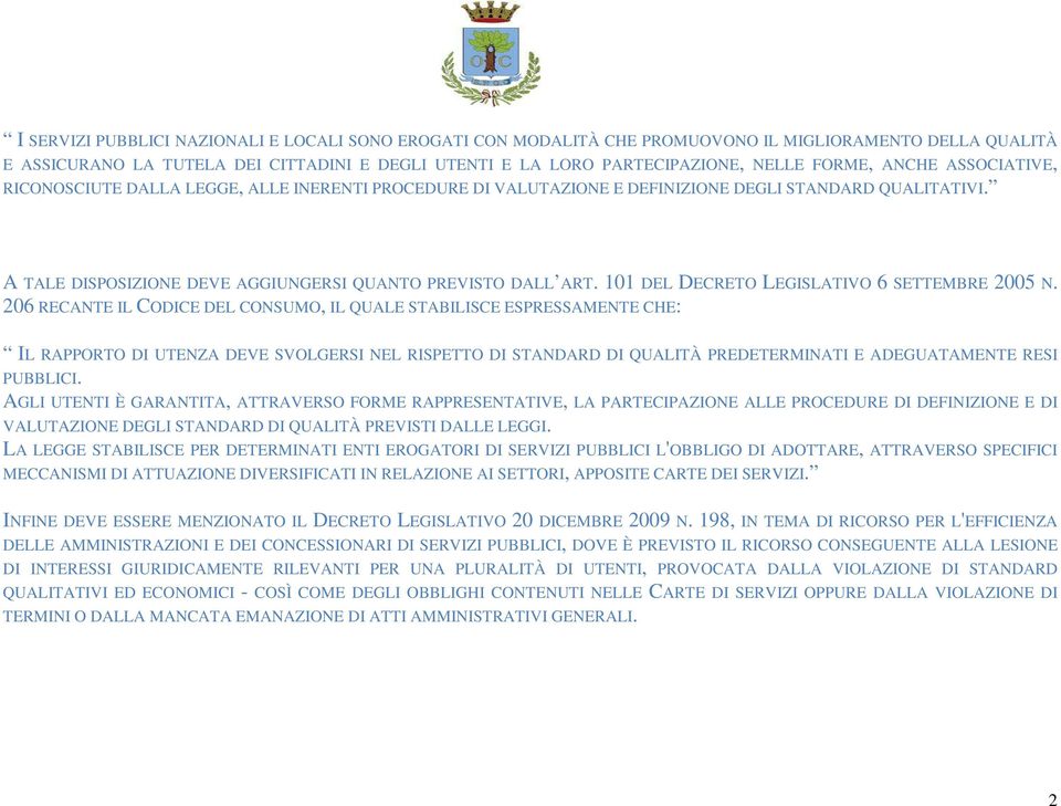 101 DEL DECRETO LEGISLATIVO 6 SETTEMBRE 2005 N.