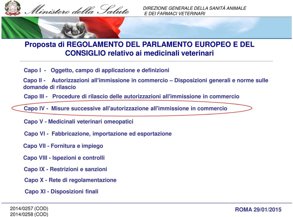 all'autorizzazione all'immissione in commercio Capo V - Medicinali veterinari omeopatici Capo VI - Fabbricazione, importazione ed esportazione